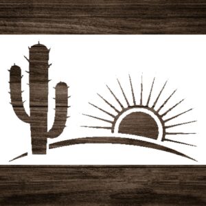 Cactus with Sun Stencil 5 х es Design for DIY Projects and Crafts Airbrush Painting Drawing and More Reusable Stencil