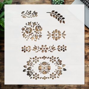 Decorative Floral Design Stencil, , Multi-Pattern Template for DIY Crafts