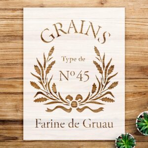 French Grain Sack Stencil Pattern for Walls and Crafts, Reusable Mylar Template, Ideal for Home Decor and Vintage Art Projects - Size A3 ()