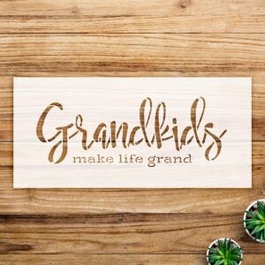 Grandkids Make Life Grand Stencil Pattern for Walls and Crafts, Reusable Mylar Template, Ideal for Home Decor and Personalized Gifts - Size A4 ()