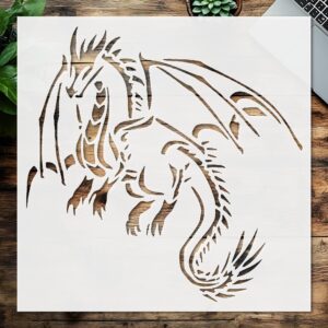 Stencil Fairy Dragon with Wings, Plastic Reusable, Reusable Plastic, L x W, for DIY Crafts and Home Decor