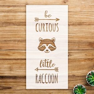 Curious Raccoon Stencil Pattern for Walls and Crafts, Reusable Mylar Template, Whimsical Woodland Design, Ideal for Home Decor and Creative Projects - Size A2 ()
