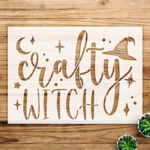 Witch Stencil Pattern for Crafts and Home Decor, Reusable Mylar Template, Whimsical Design for Walls, Wood, and Halloween Projects - Size A3 ()