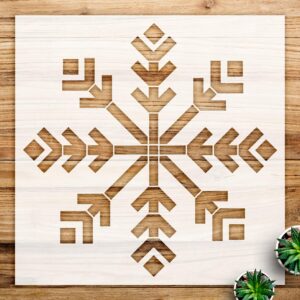 Diamond Snowflake Stencil Pattern for Walls and Crafts, Reusable Mylar Template, Rustic Holiday Home Decor, Geometric Vintage Winter Design - Size A1 ()