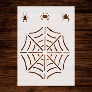 Spider Web & Spiders Stencil, Reusable & Sturdy, , for Halloween & Gothic Art Projects