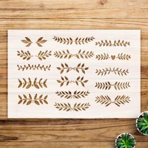 Greenery Embellishments Stencil for Home Decor and Crafts, Reusable Mylar Template for Botanical Designs on Wood, Walls, and Furniture - Size A3 ()