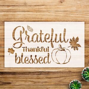 Grateful Thankful Blessed Stencil Pattern for Wood and Canvas, Autumn Decor Template for DIY Crafts and Fall Home Decoration - Size A4 ()