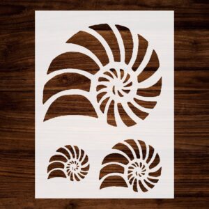 Nautilus & Beach Seashell Stencil, Reusable & Sturdy, Multiple Sea Shells, , Coastal Art Template