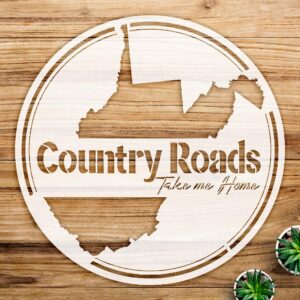 Country Roads Stencil Pattern for Wood Signs and Home Decor, Reusable Mylar Template, Ideal for Painting Projects and Crafts - Size A4 ()