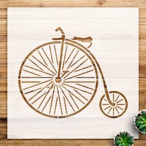 Big Wheel Bicycle Stencil Pattern for Walls and Crafts, Reusable Mylar Template, Vintage Design for Home Decor and Art Projects - Size A4 ()