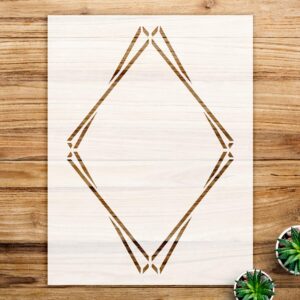 Double Diamond Geometric Frame Stencil for Walls and Crafts, Reusable Mylar Template, Ideal for Home Decor and DIY Projects - Size A2 ()