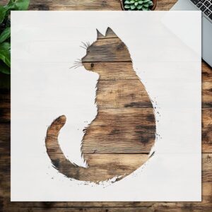 Reusable Black Cat Silhouette Stencil – Plastic Template for Painting on Walls, Wood, Fabric, and DIY Crafts