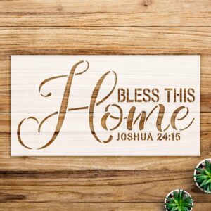 Bless This Home Stencil Pattern for Wood Signs and Home Decor, Christian Cursive Bible Verse Design, Perfect for Crafting and DIY Projects - Size A3 ()