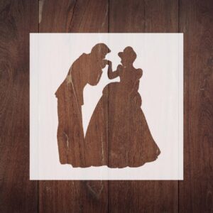 Generic Cinderella and Prince Stencil Set, 4-Inch, Reusable Plastic, Crafting and Scrapbooking, DIY Home Decor, White