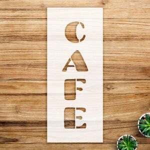Cafe Word Stencil Pattern for Walls and Crafts, Chunky Retro Design, Ideal for Home Decor, Furniture, and Art Projects - Size A1 ()