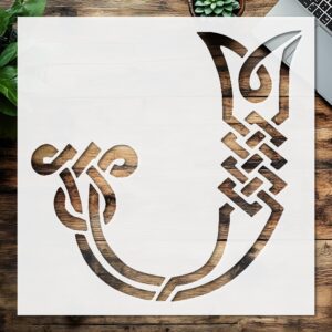 Stencil Celtic Initial J Design, Plastic Reusable, Reusable Plastic, L x W, for DIY Crafts and Home Decor