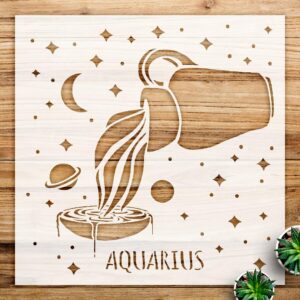 Aquarius Zodiac Stencil for Walls and Crafts, Reusable Mylar Template, Celestial Design for Home Decor and Astrological Art Projects - Size A1 ()