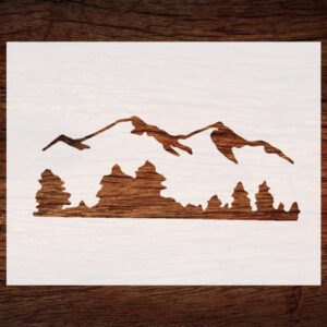 Mountain and Tree Line Stencil – Reusable Nature Landscape Template for DIY Rustic Wall Art, Cabin Decor, Hiking Crafts & Outdoor-Inspired Projects