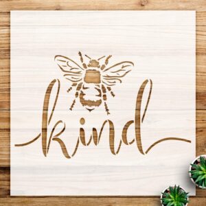 Bee Kind Stencil Pattern for Walls and Crafts, Reusable Mylar Template, Farmhouse Bumblebee Design for Home and Classroom Decor, Spring Inspiration - Size A3 ()