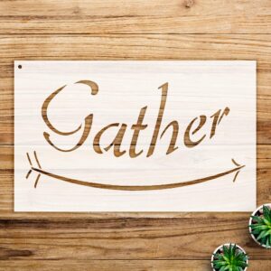 Gather Curved Arrow Word Art Stencil for Walls and Crafts, Reusable Mylar Template, Ideal for Home Decor and Creative Projects - Size A1 ()