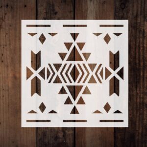 Generic Southwestern Pattern Stencil, Reusable Plastic Template, 5.5x5.5 Inch, Durable for Home Decor and Crafting Projects, White