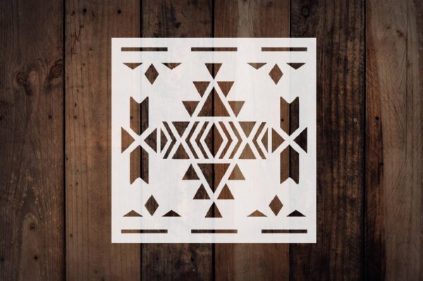 Generic Southwestern Pattern Stencil, Reusable Plastic Template, 5.5x5.5 Inch, Durable for Home Decor and Crafting Projects, White