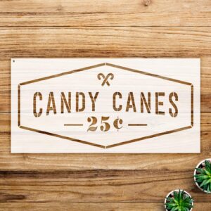Candy Canes Word Art Stencil for Holiday Decor, Reusable Mylar Template, Ideal for Walls, Wood, and Crafts Projects - Size A4 ()