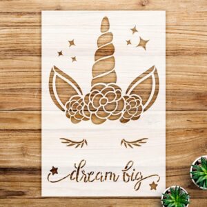 Unicorn and Stars Stencil Pattern for Walls and Crafts, Reusable Mylar Template, Ideal for Children's Bedroom and Nursery Home Decor - Size A3 ()