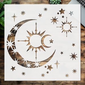 Stencil Different Stars Moon Month Space Starry Sky, Plastic Reusable, Reusable Plastic, L x W, for DIY Crafts and Home Decor