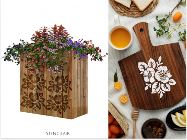 Hibiscus Flowers Stencil for Painting on Wood, Canvas, Paper, Fabric, Walls and Furniture , Wildflower Stencil, Stencils Home Décor, Reusable DIY Art and Craft Stencils - Image 5