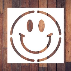Smiley Face Stencil – Reusable Mylar Stencil for Painting & Crafts, Laser-Cut on 10 Mil Food-Safe Plastic for DIY Projects & Baking