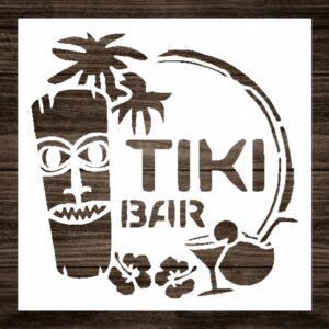 Reusable Tiki Bar Logo Stencil - Clear Plastic for Crafts, Scrapbooking, Painting, Crafts, Airbrushing, Decorating Rooms - Durable & Flexible