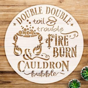 Double Toil Trouble Stencil for Walls and Crafts, Reusable Mylar Template, Halloween Witch Quote Design for Home Decor and Seasonal Projects - Size A4 ()