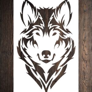 Wolf Logo Stencil - Reusable Sturdy Flexible Clear Plastic Arts and Crafts Material for Scrapbooking, DIY Projects, and Painting