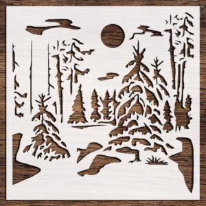 Stencil Night Forest, Plastic Reusable