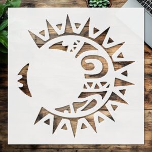 Stencil Totem Moon Sun Pattern, Plastic Reusable, Reusable Plastic, L x W, for DIY Crafts and Home Decor