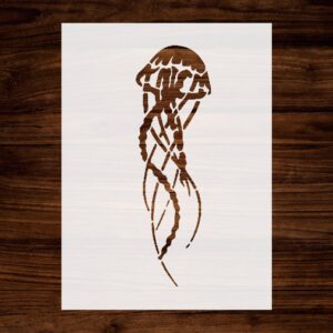 Jellyfish Stencil, Reusable & Sturdy, 8.5" x 11", Custom Ocean Theme Art Template
