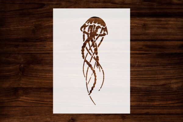 Jellyfish Stencil, Reusable & Sturdy, 8.5" x 11", Custom Ocean Theme Art Template