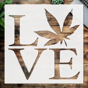 Stencil Love Weed Leaf, Plastic Reusable, Reusable Plastic, L x W, for DIY Crafts and Home Decor