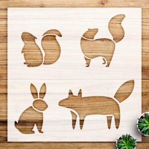 Forest Critters Stencil Pattern for Walls and Crafts, Reusable Mylar Template, Woodland Animals Design Featuring Squirrel and Fox, Ideal for DIY Home Decor Projects - Size A2 ()