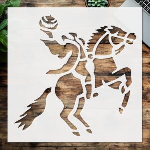 Stencil Headless Horseman on Horseback Halloween, Plastic Reusable, Reusable Plastic, L x W, for DIY Crafts and Home Decor