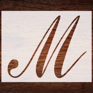 Reusable Large Script Cursive Letter M Stencil - Custom, Elegant Design for Personalized Crafts