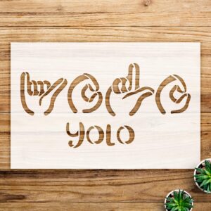 American Sign Language yolo Stencil Pattern for Walls and Crafts, Reusable Mylar Template, Ideal for Home Decor and Artistic Projects - Size A4 ()