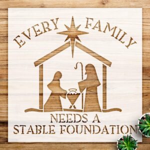 Every Family Needs a Stable Foundation Stencil for Walls and Crafts, Inspirational Christian Faith Word Art, Perfect for DIY Home Decor Projects - Size A4 ()