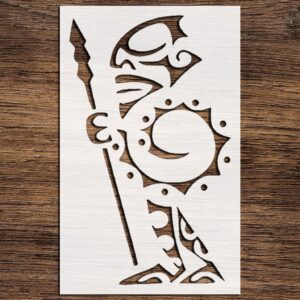 Stencil Tiki Warrior, Plastic Reusable