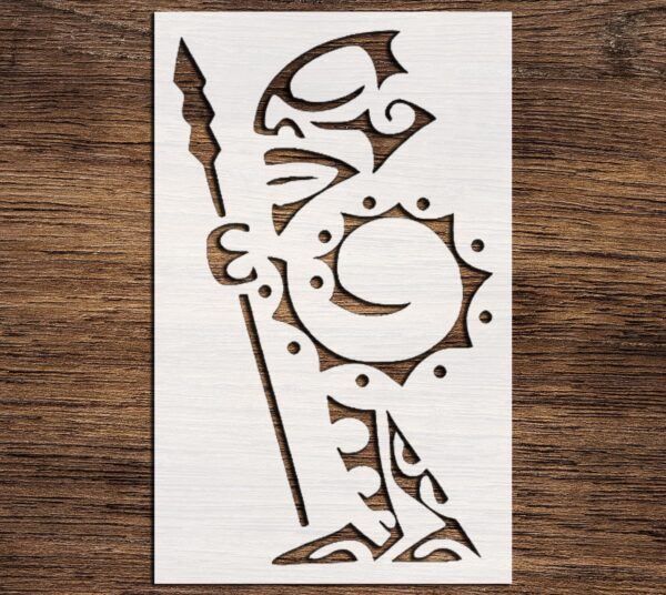 Stencil Tiki Warrior, Plastic Reusable