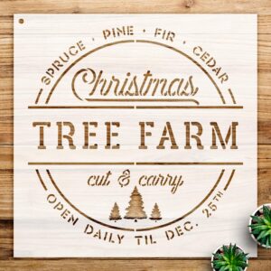 Christmas Tree Farm Stencil Pattern for Wood Signs and Holiday Decor, Reusable Mylar Template, Ideal for Painting and Crafting Projects - Size A4 ()