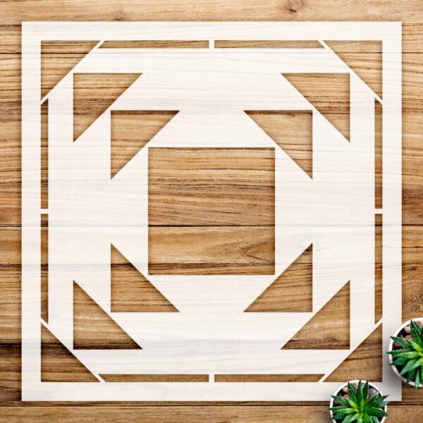 Geometric barn Quilt Stencil Pattern for Wood Signs and Home Decor, Reusable Mylar Template for DIY Craft Projects and Wall Art - Size A4 ()