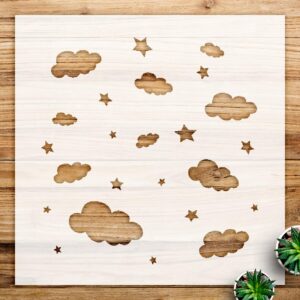 Cloudy Night Stencil Pattern for Walls and Crafts, Reusable Mylar Template, Dreamy Design, Ideal for Home Decor and Artistic Projects - Size A3 ()