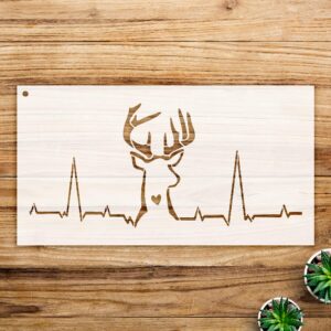 Deer Hunting Heartbeat Stencil Pattern for Walls and Crafts, Reusable Mylar Template, Ideal for Fall Decor and Outdoor Themed Projects - Size A2 ()